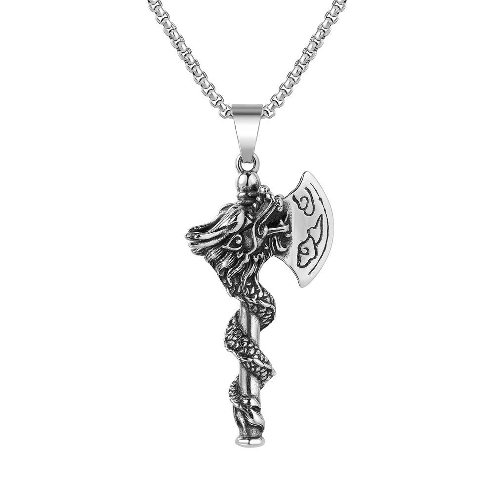 Wholesale Vintage Titanium Snake Gemstone Pendant Necklace